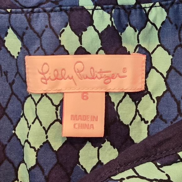 Lilly Pulitzer Lulu Dress Show Me  Skin Prep Blue Snakeskin Print Size 6 82755 - Picture 2 of 7